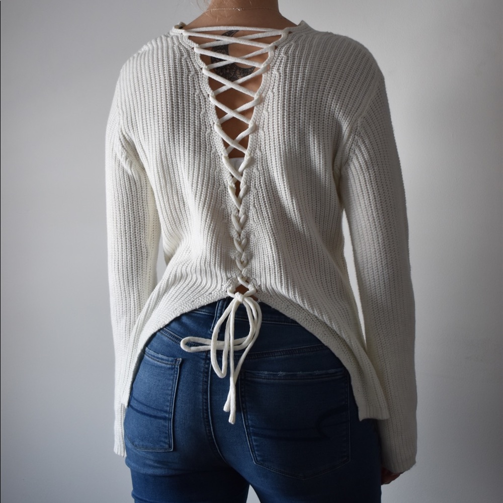 White Sweater Open Back